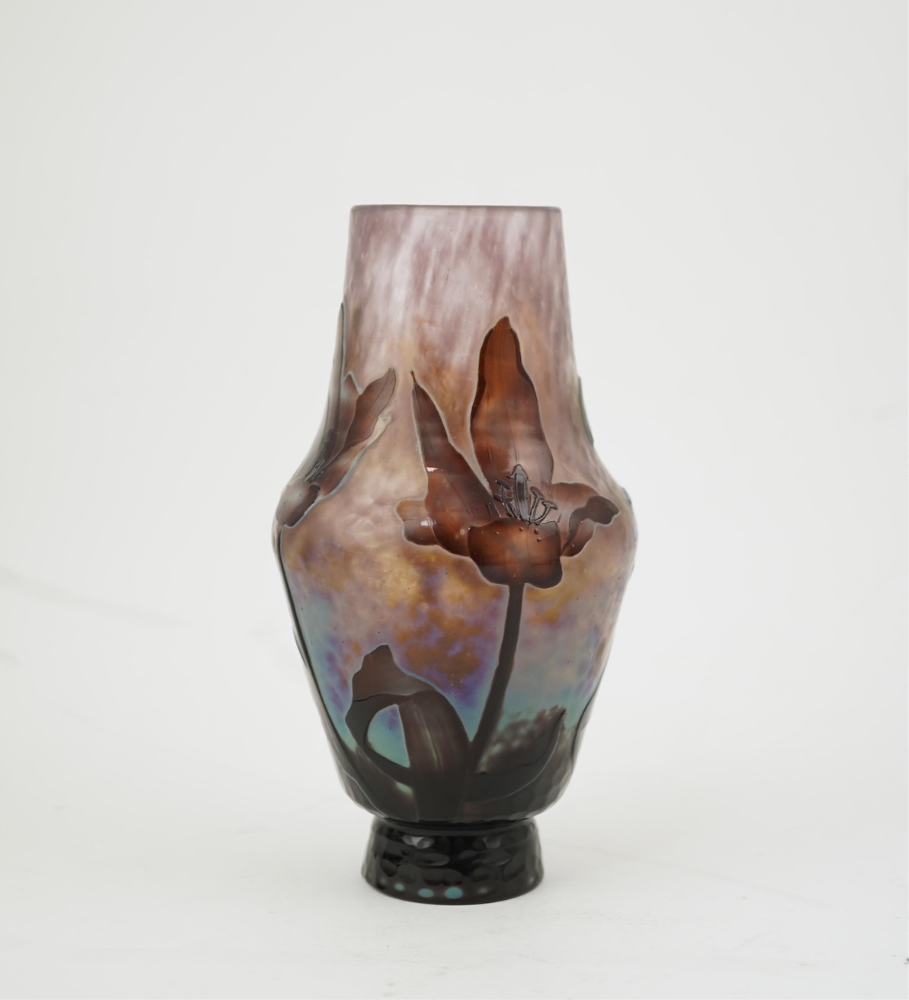 A Daum Freres cameo glass ‘tulipe’ vase